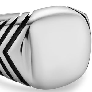 Chevron Signet Ring in Sterling Silver, 18mm