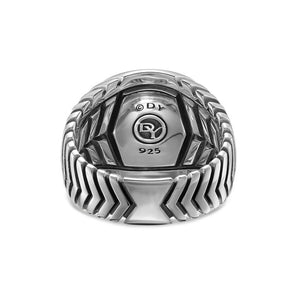 Chevron Signet Ring in Sterling Silver, 18mm