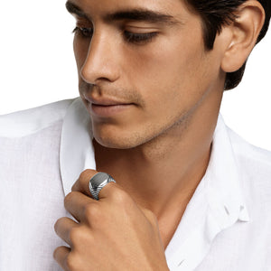 Chevron Signet Ring in Sterling Silver, 18mm