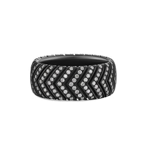 Chevron Band in Black Titanium with Diamonds, 10mm