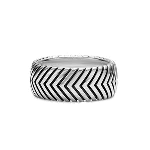 Chevron Band in Sterling Silver, 10mm