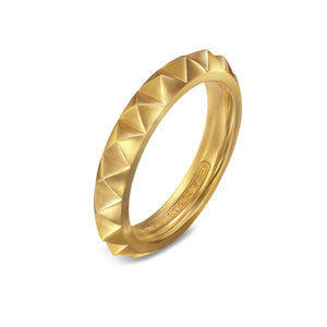Pyramid Band Ring in 18K Yellow Gold, 4mm, Size 10