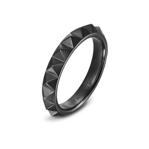 Pyramid Band Ring in Black Titanium, 4mm, Size 10