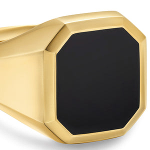 Streamline Signet Ring in 18K Yellow Gold with Black Onyx, 18mm