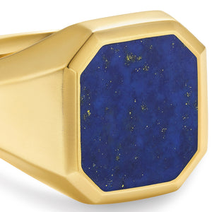 Streamline Signet Ring in 18K Yellow Gold with Lapis, 18mm