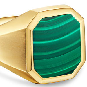 Streamline Signet Ring in 18K Yellow Gold with Malachite, 18mm