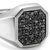 Streamline Signet Ring in Sterling Silver with Black Diamonds, 18mm