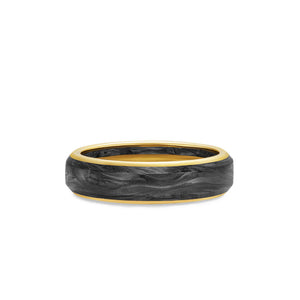 Streamline Band in 18K Yellow Gold with Forged Carbon, 6mm, Size 9