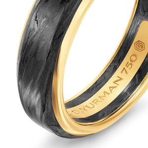 Streamline Band in 18K Yellow Gold with Forged Carbon, 6mm, Size 9