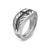 Chevron Three Sided Signet Ring in Sterling Silver with Black Diamonds, 12.5mm