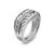 Chevron Three Sided Signet Ring in Sterling Silver with Diamonds, 12.5mm