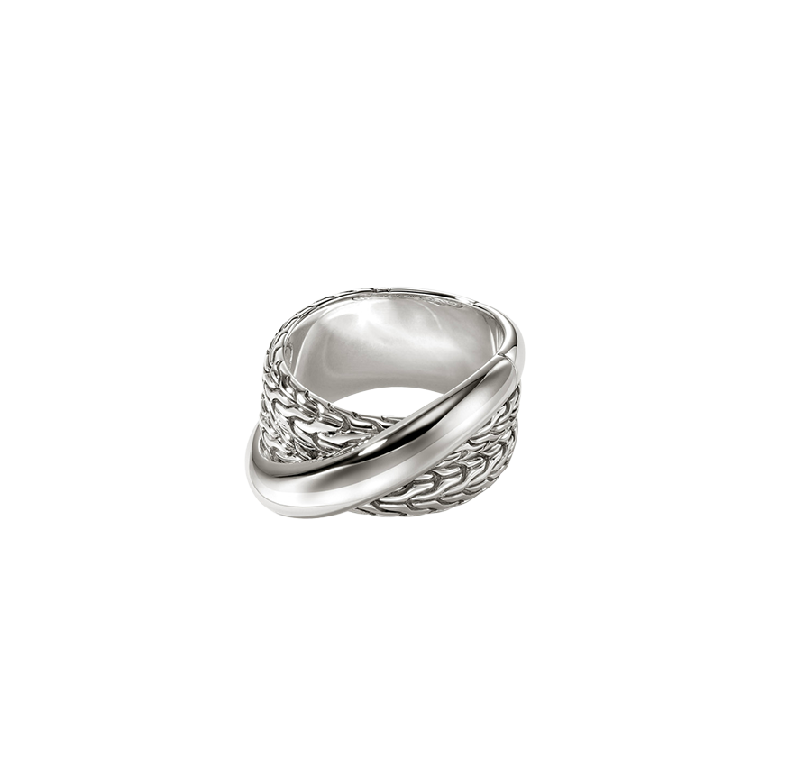 John Hardy Essentials Sterling Silver Wide Crosssover Ring