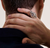 Model Wearing John Hardy Naga Sterling Silver Diamond and Blue Sapphire Saddle Ring