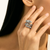 John Hardy Naga Dragon Coil Ring with Blue Sapphire Eyes and Diamonds