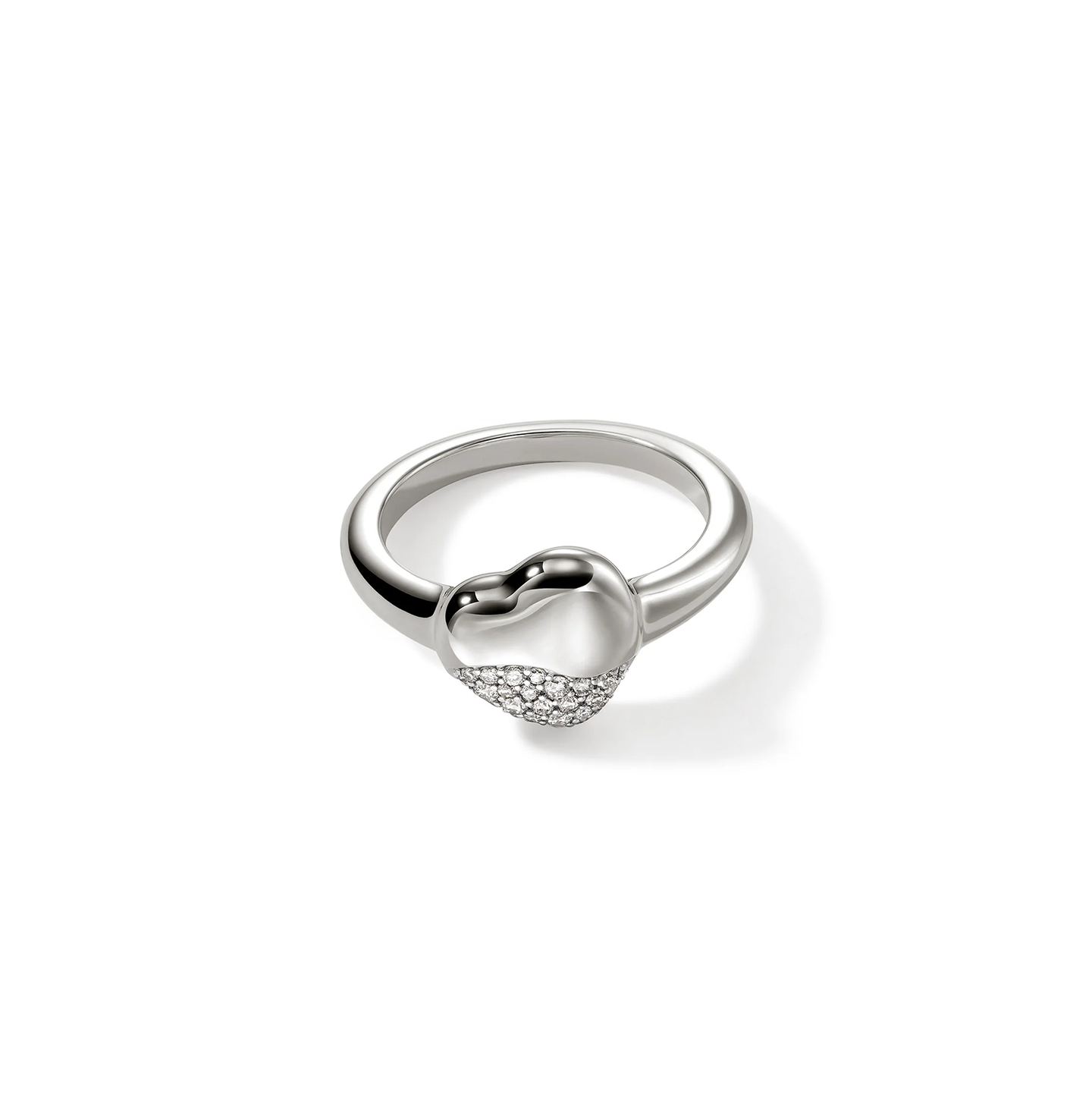 John Hardy Pebble Sterling Silver Heart Diamond Ring