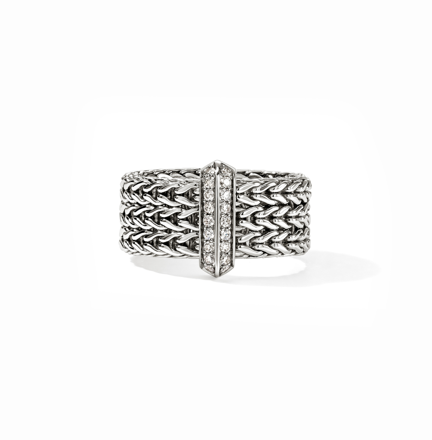 John Hardy Icon Link Sterling Silver Diamond Bar Ring, 9mm