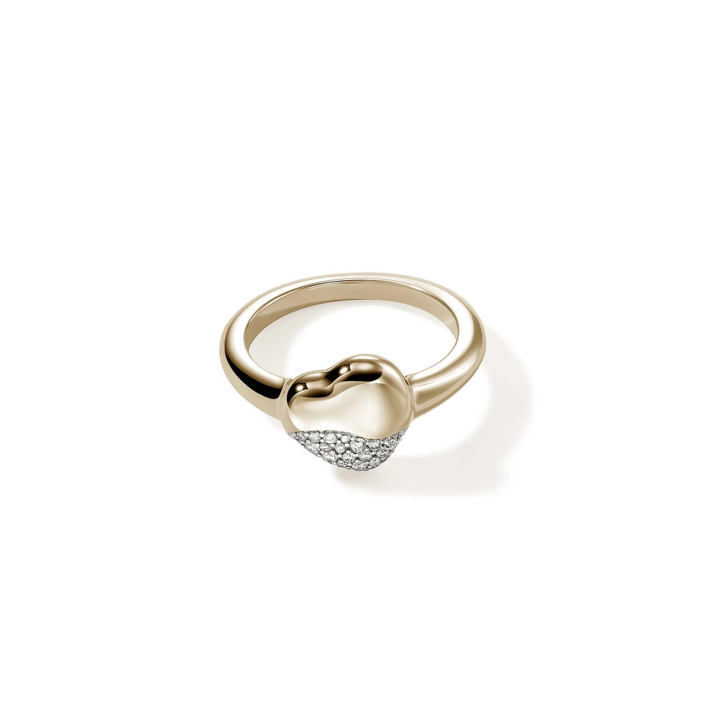 John Hardy Pebble Yellow Gold Heart Diamond Ring