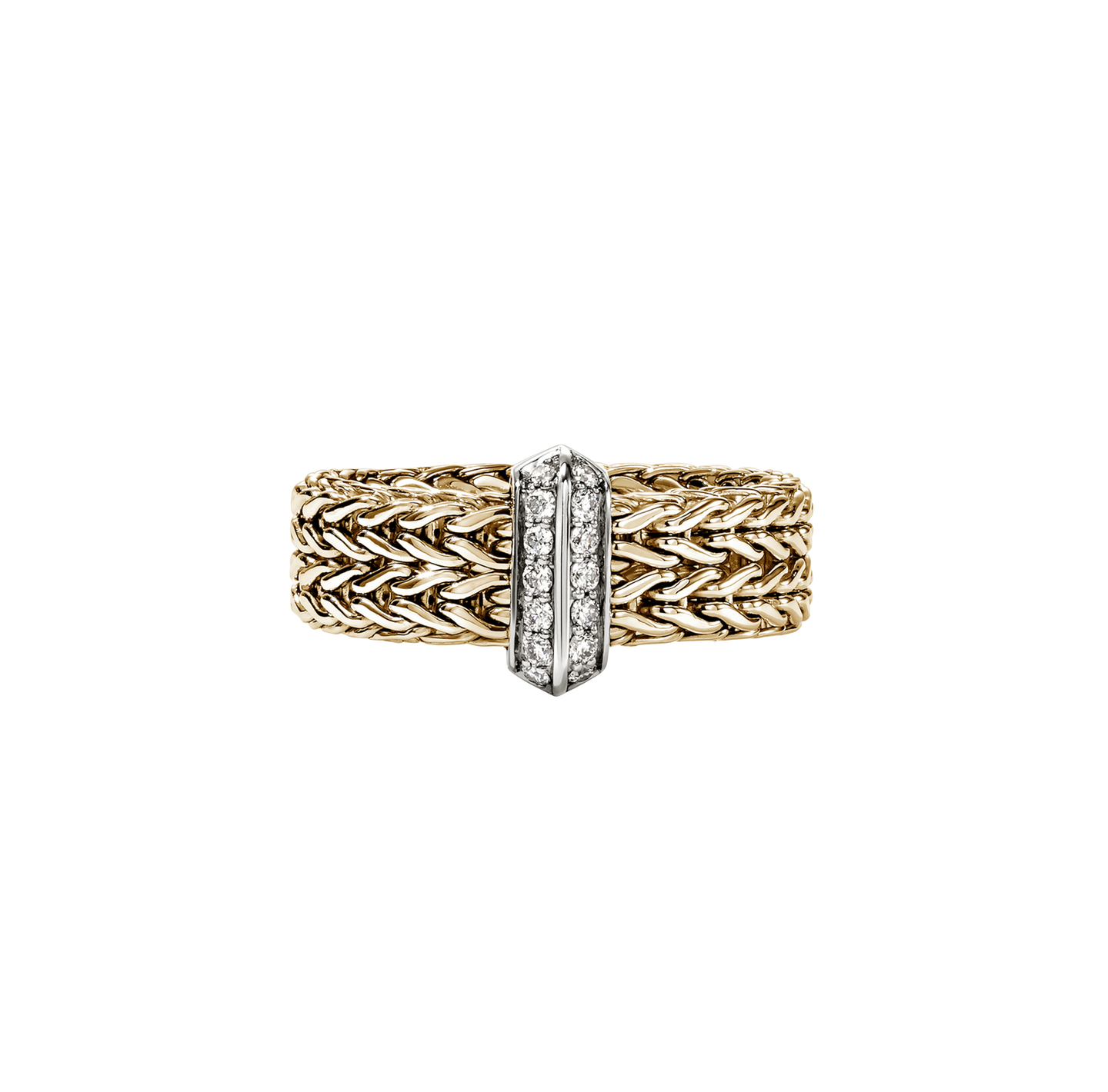 John Hardy Icon Link Mixed Metals Diamond Bar Ring, 6mm
