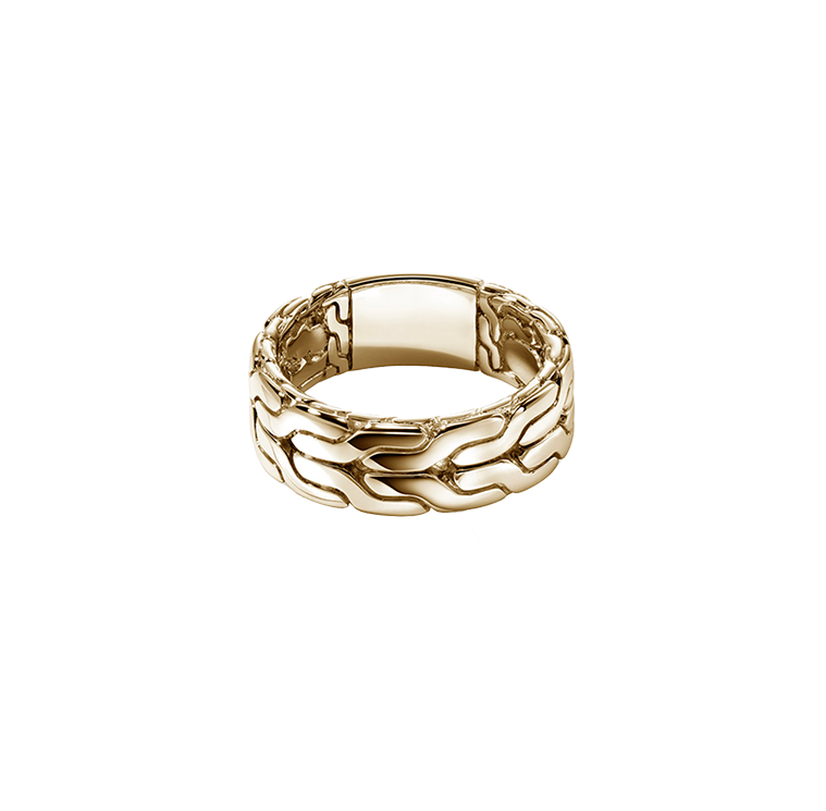 John Hardy Carved Chain Yellow Gold Band