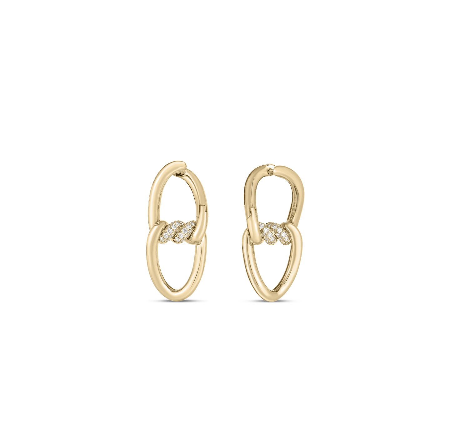 Roberto Coin Cialoma Yellow Gold Small Chain Link Diamond Earrings