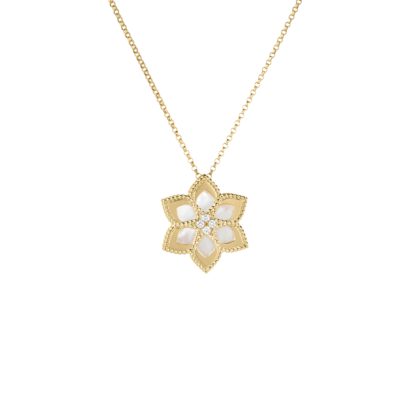 Roberto Coin Vernazza Mother-of-Pearl and Diamond Daisy Pendant in yellow gold