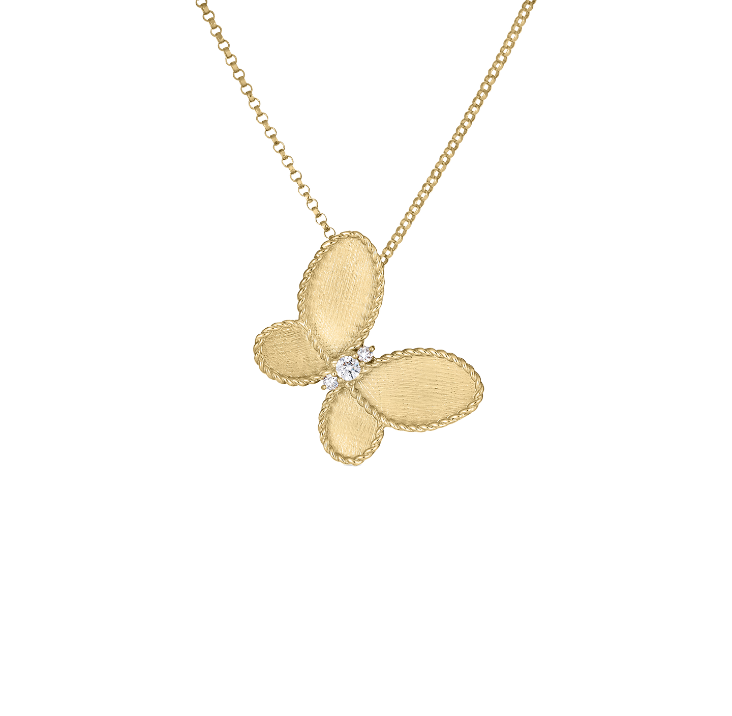 Roberto Coin Yellow Gold Butterfly Pendant Necklace with Diamonds