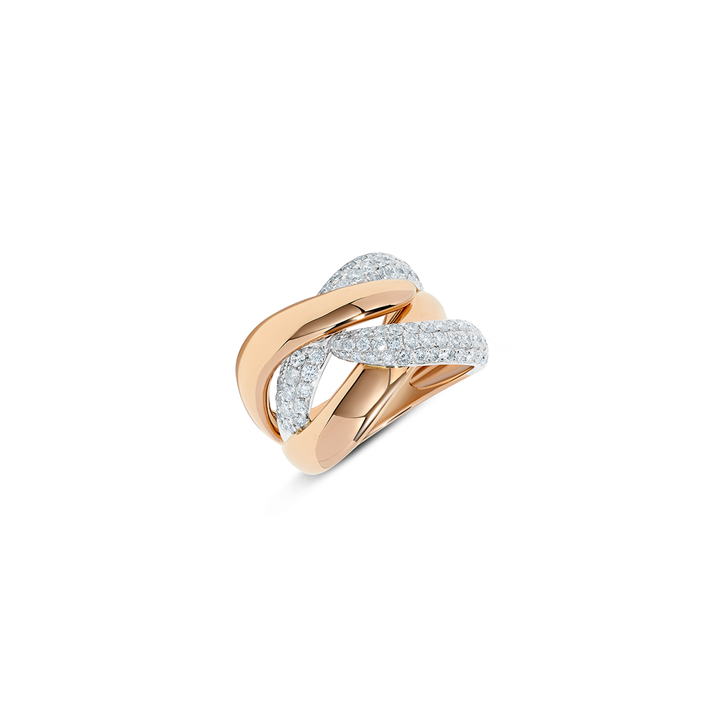Sabel Collection Rose and White Gold Diamond Crossover Ring