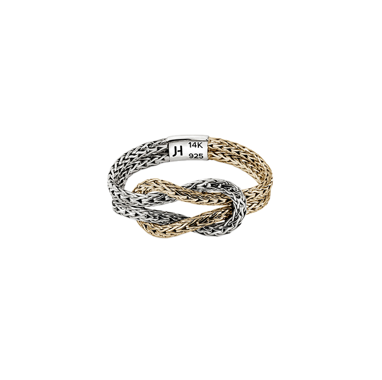 John Hardy Love Knot Mixed Metals Double Chain Ring