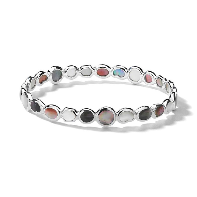 IPPOLITA Polished Rock Candy Silver All-Over Stone Bangle in Sabbia