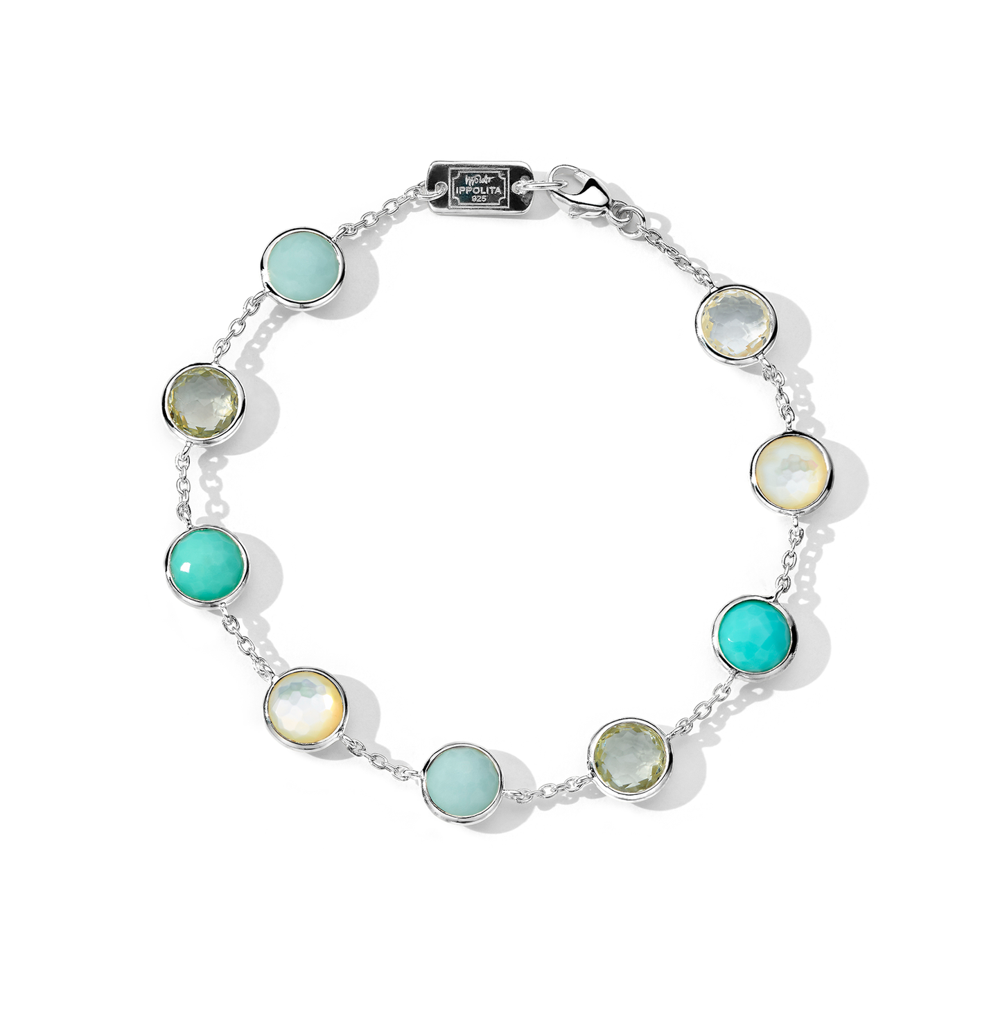 IPPOLITA Lollipop Sterling Silver Soft 9-Stone Gemstone Bracelet in Brezza