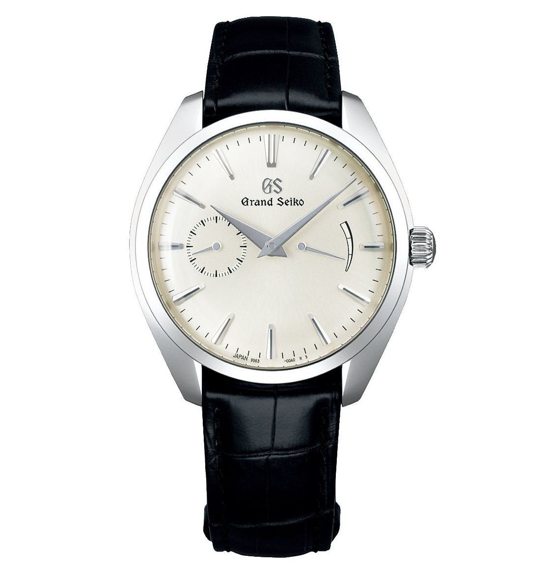 Grand Seiko Elegance Watch with White Dial and Black Strap, 39mm