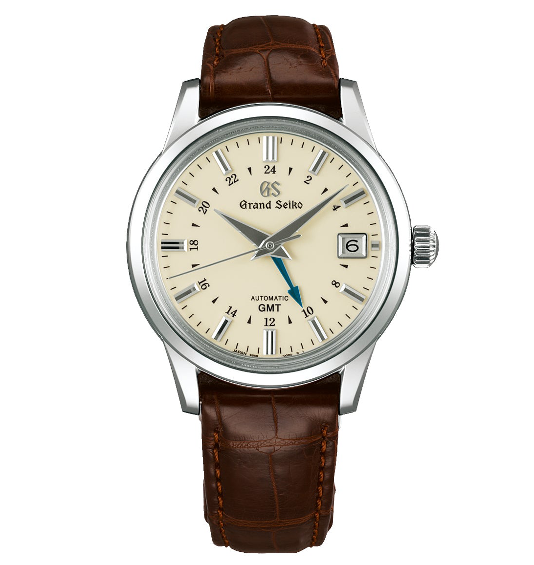 Grand Seiko Elegance Watch with Ivory Dial and Brown Strap, 39mm