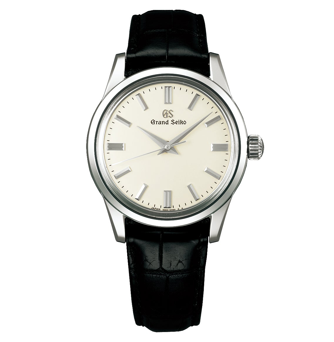 Grand Seiko Elegance Watch with Ivory Dial and Black Strap, 37mm