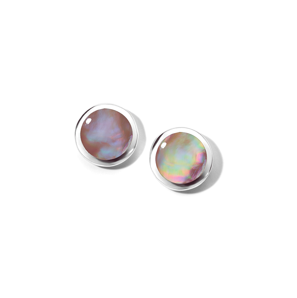 IPPOLITA Polished Rock Candy Sterling Silver Small Flat Pink Mother of Pearl Earrings