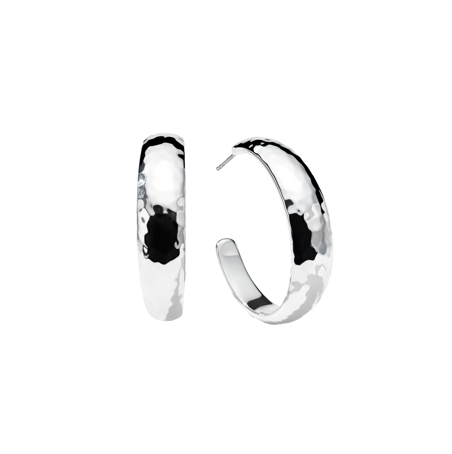 IPPOLITA Classico Sterling Silver #3 Hammered Tapered Hoop Earrings