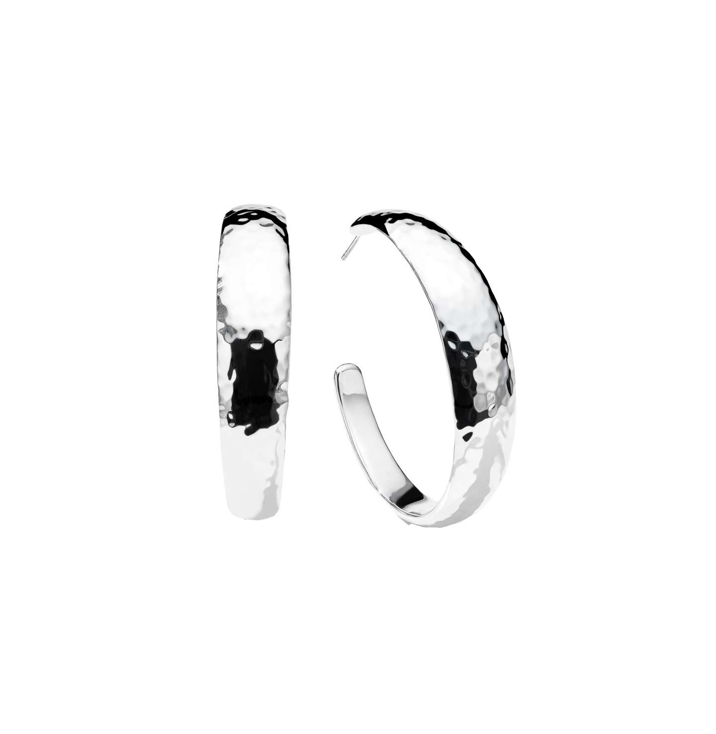 IPPOLITA Classico Sterling Silver #4 Hammered Tapered Hoop Earrings