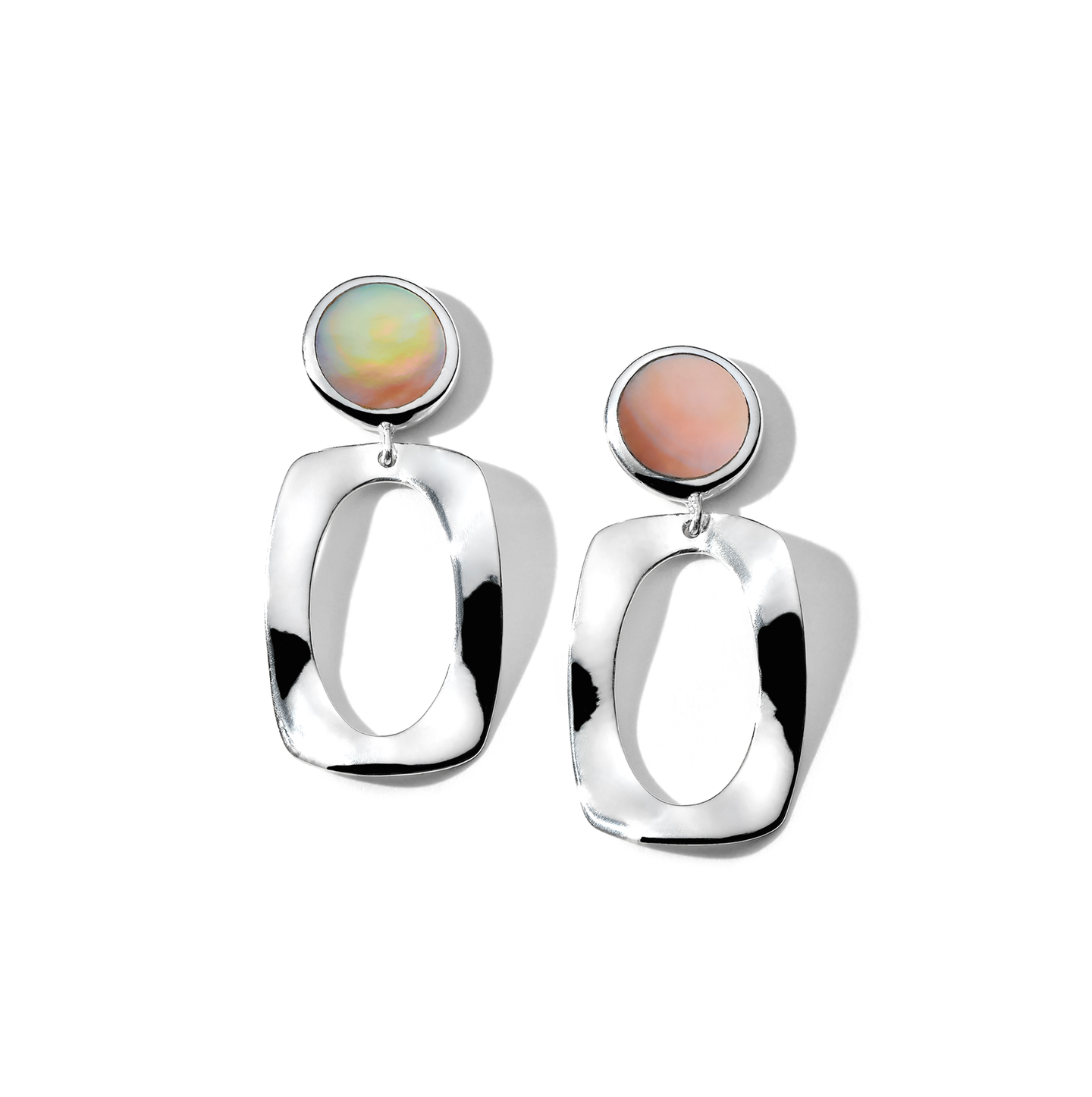 IPPOLITA Polished Rock Candy Small Dot and Frame Post Earrings in Brown Shell