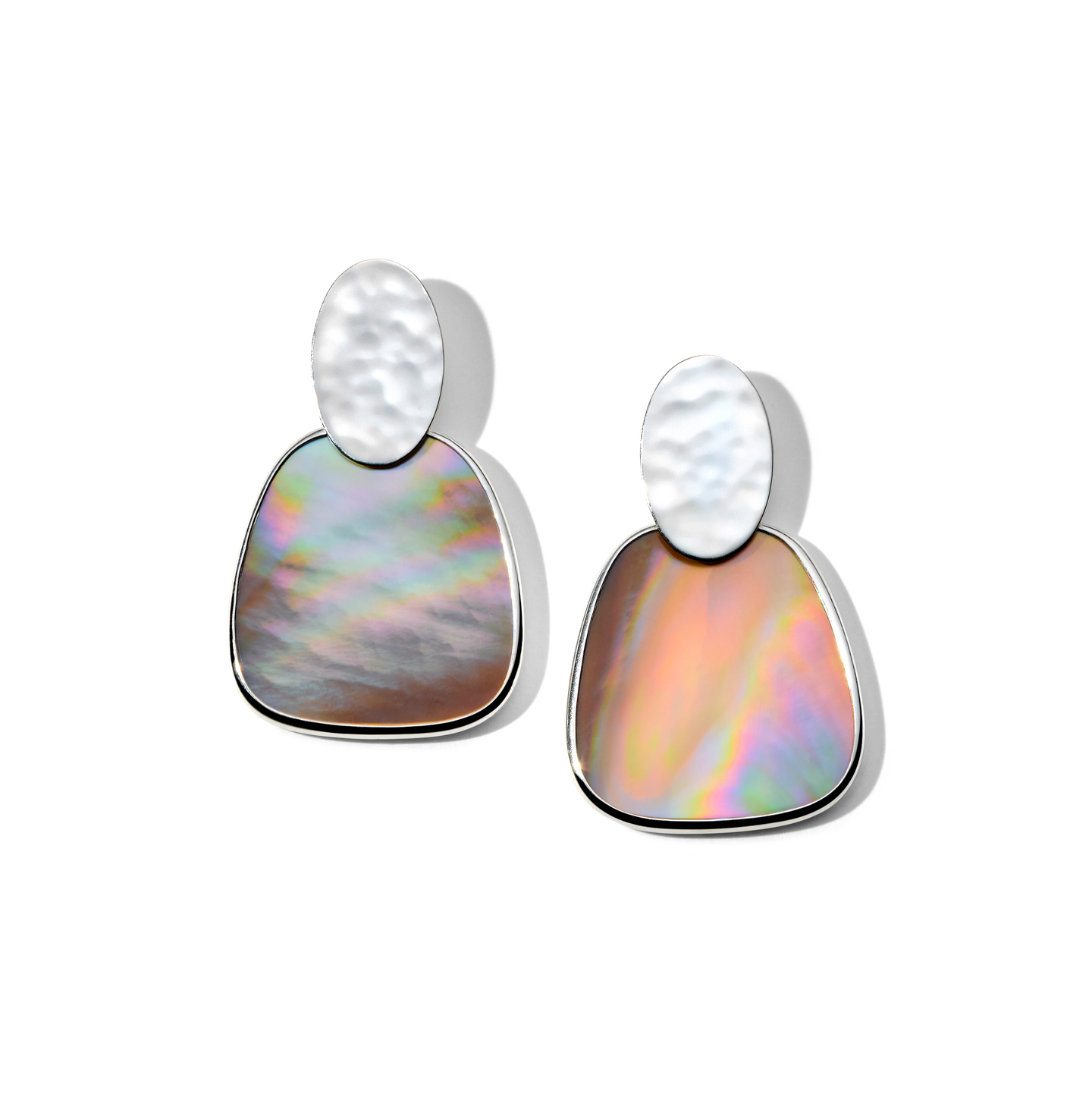 IPPOLITA Polished Rock Candy Crinkle Oval Post Earrings in Brown Shell