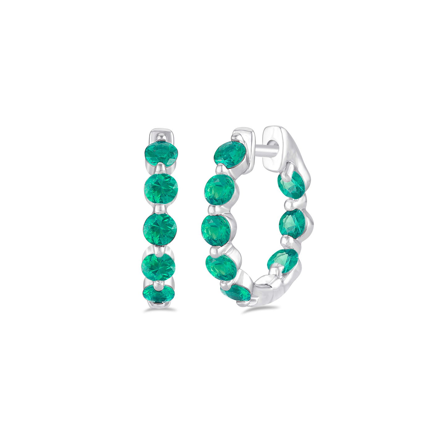 Sabel Collection White Gold Emerald Inside Out Hoop Earrings
