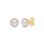 14K Yellow Gold Pearl and Diamond Halo Stud Earrings