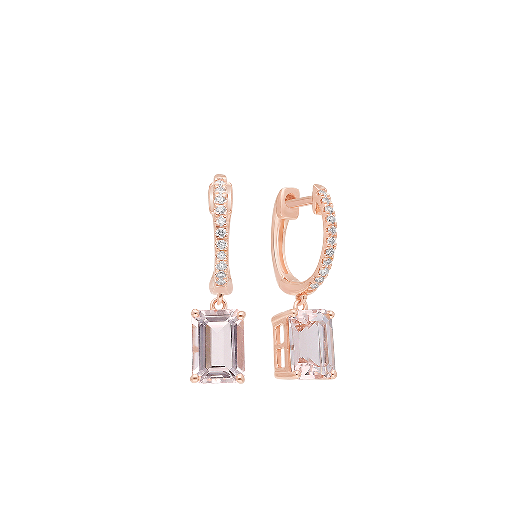 Sabel Collection Rose Gold Morganite and Diamond Dangle Earrings