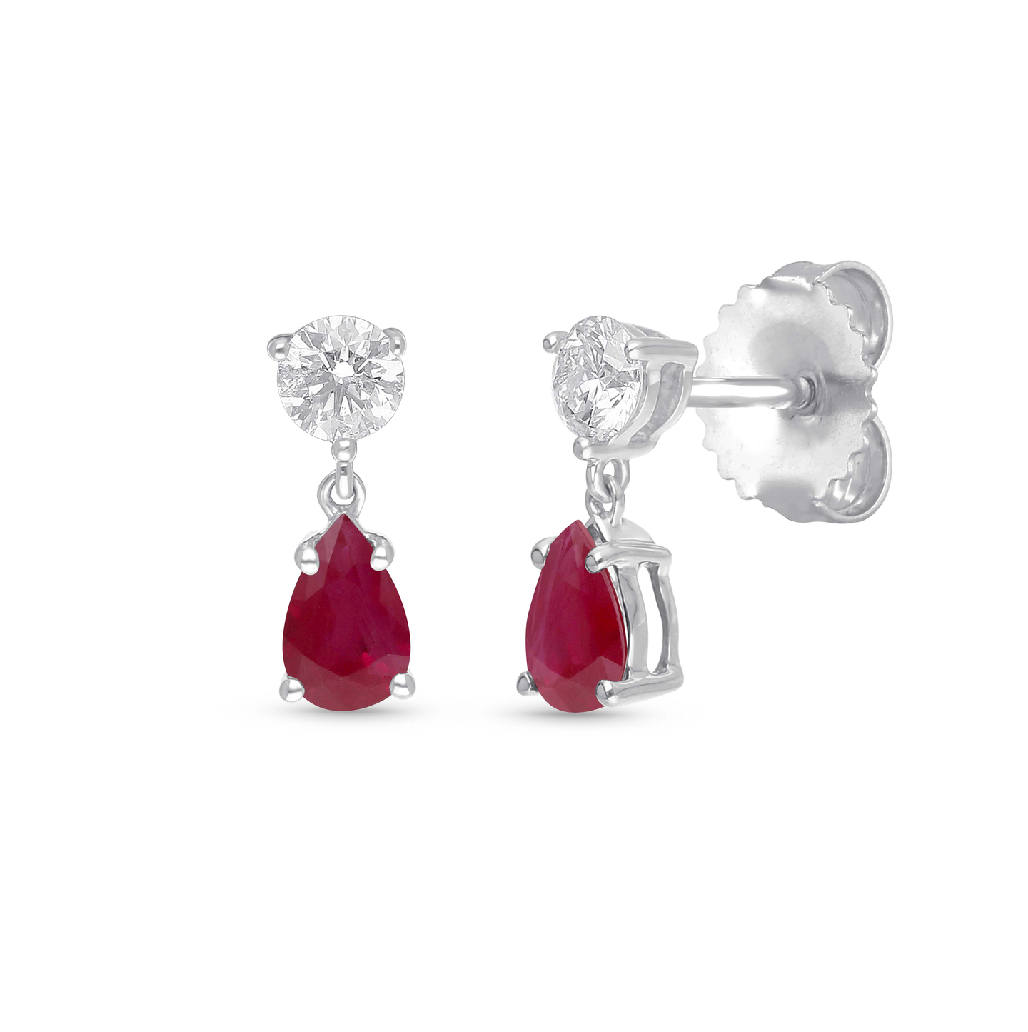 Sabel Collection White Gold Ruby and Diamond Drop Earrings