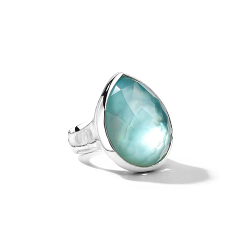 IPPOLITA Wonderland Large Teardrop Ring in Rock Crystal and Mother of Pearl