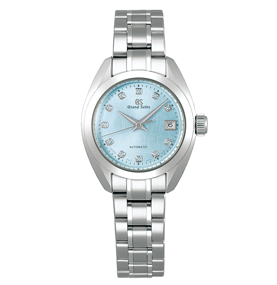 Grand Seiko Elegance Watch with Light Blue Dial and Diamonds