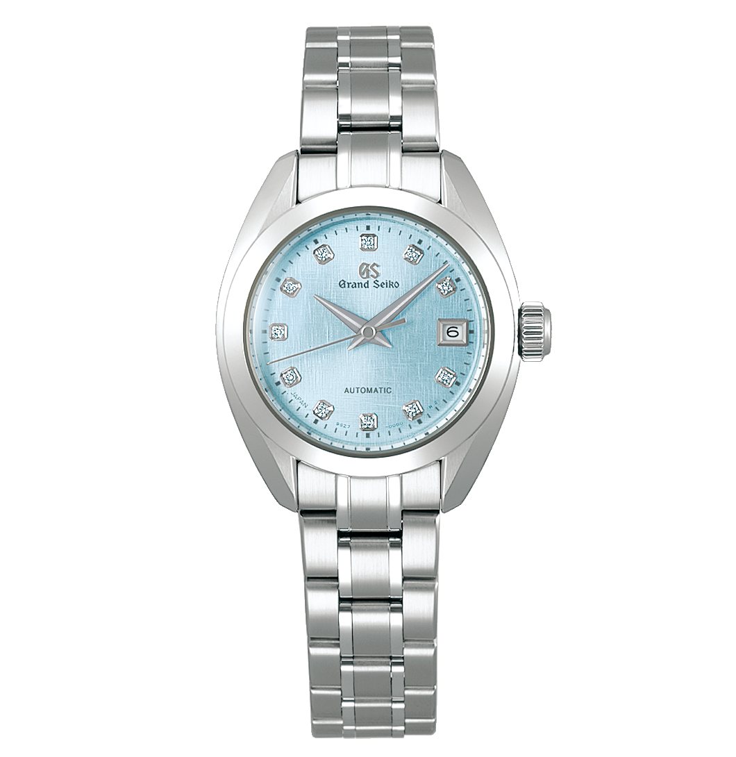 Grand Seiko Elegance Watch with Light Blue Dial and Diamonds, 27.8mm