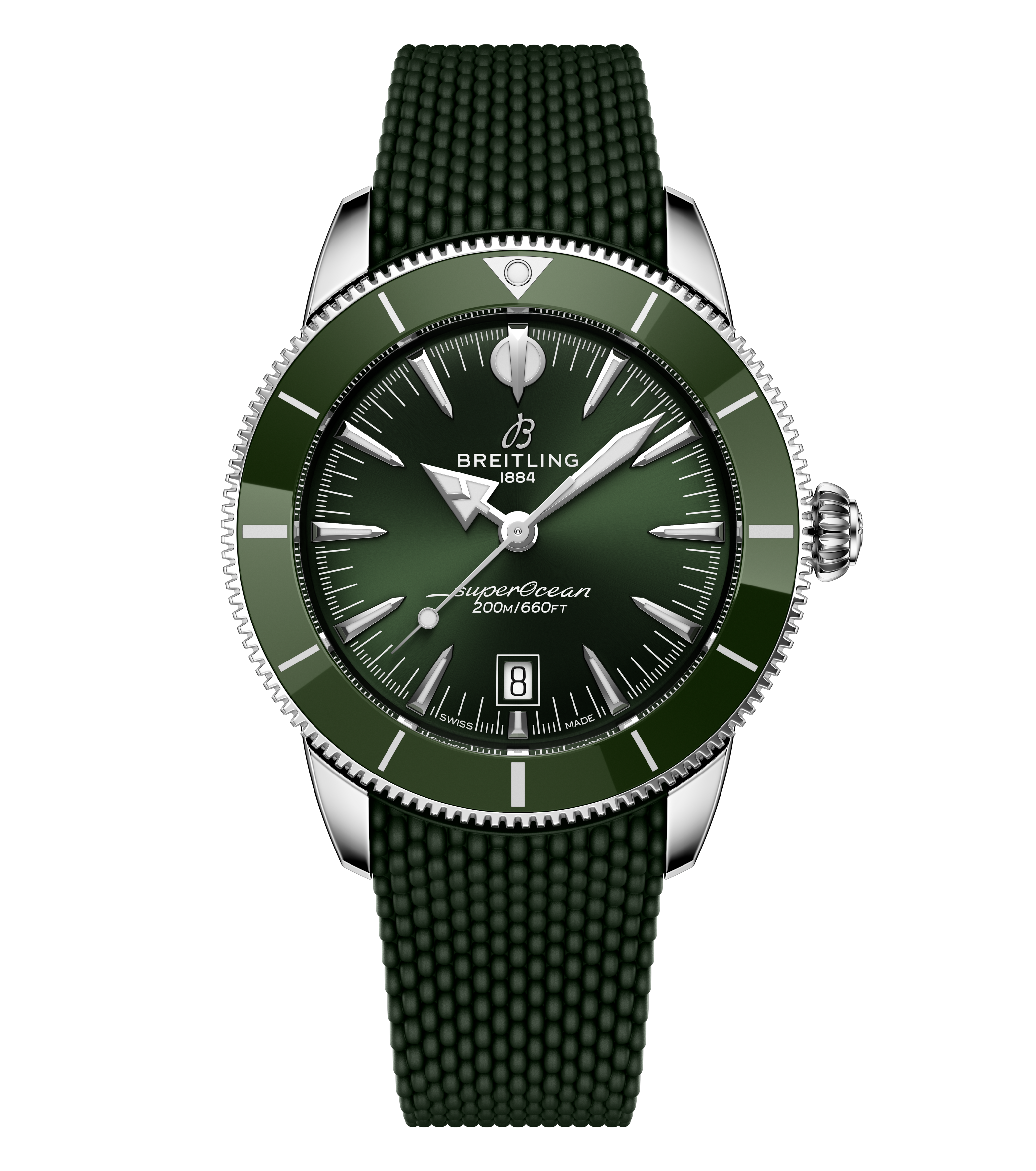 Breitling Superocean Heritage B31 Green Rubber Strap | Fink's