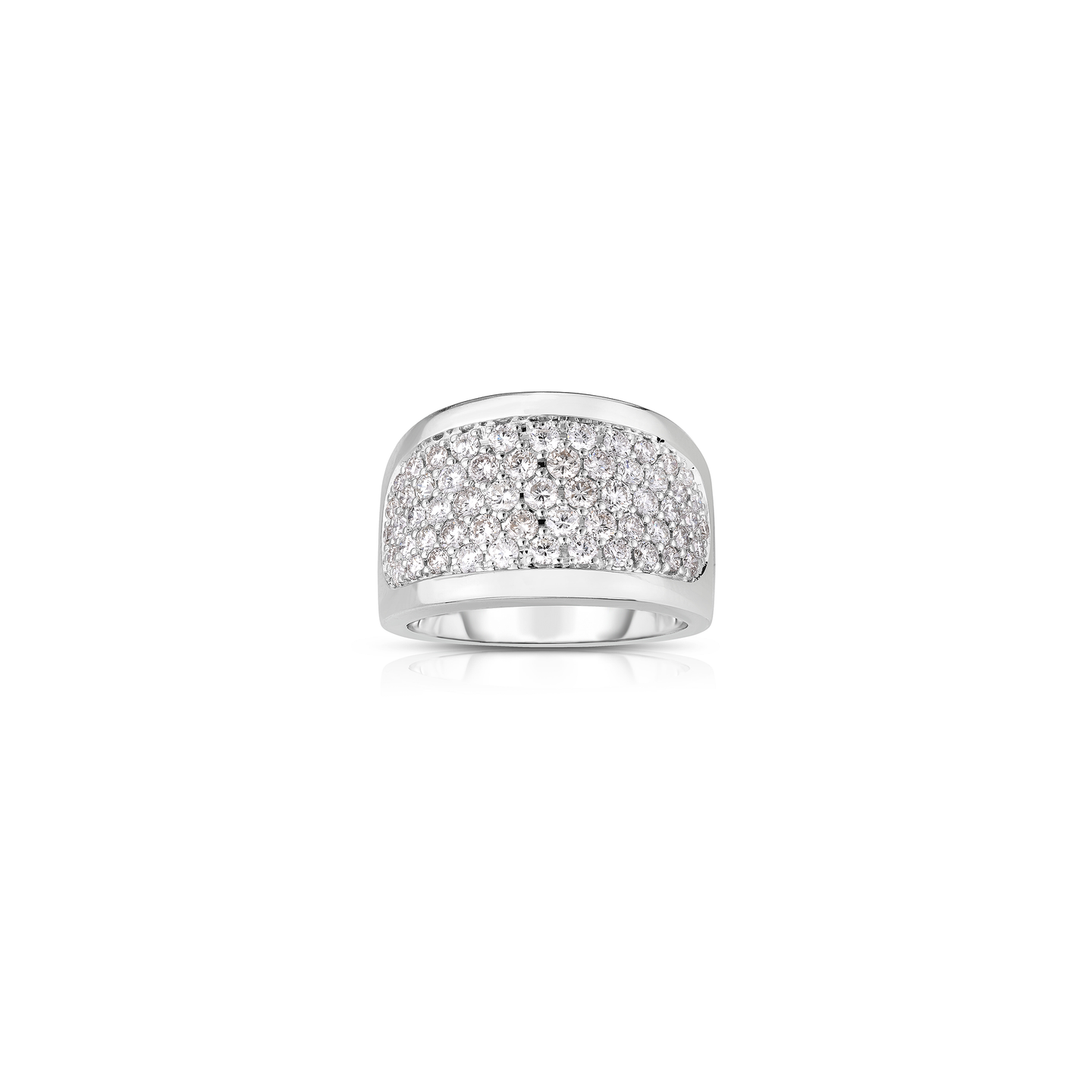 Sabel Collection 14K White Gold Multi Row Ring with Pave Diamonds