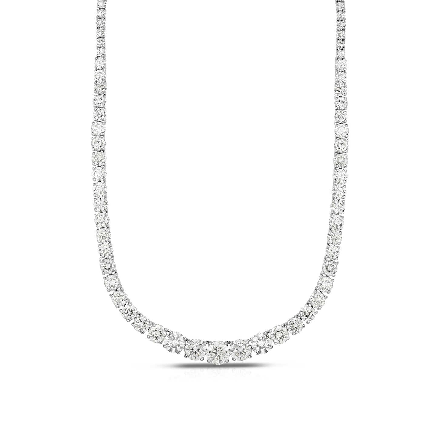 Sabel Collection 18K White Gold Round Diamond Graduated Necklace