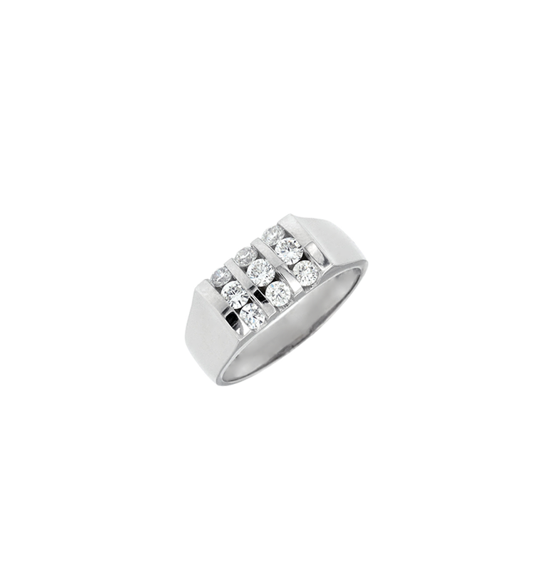 Sabel Collection White Gold Round Diamond 3 Bar Set Ring