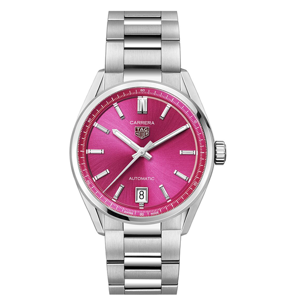 TAG Heuer ピンク文字盤 時計 TAG Heuer Carrera Date Men's Watch with Pink Dial | Fink's
